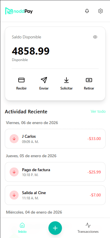 Vista previa NoddPay App